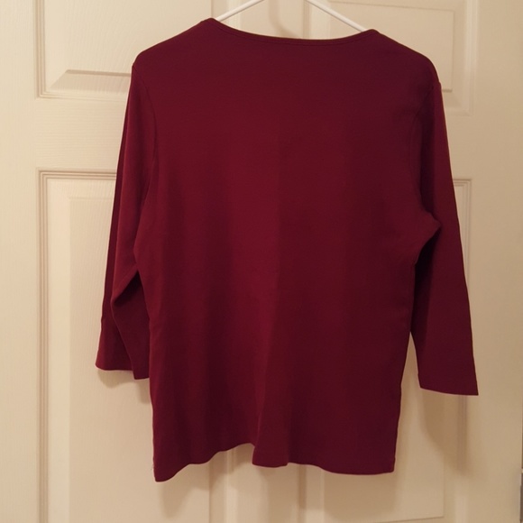 Burgundy 3/4 sleeve tee - Picture 2 of 3